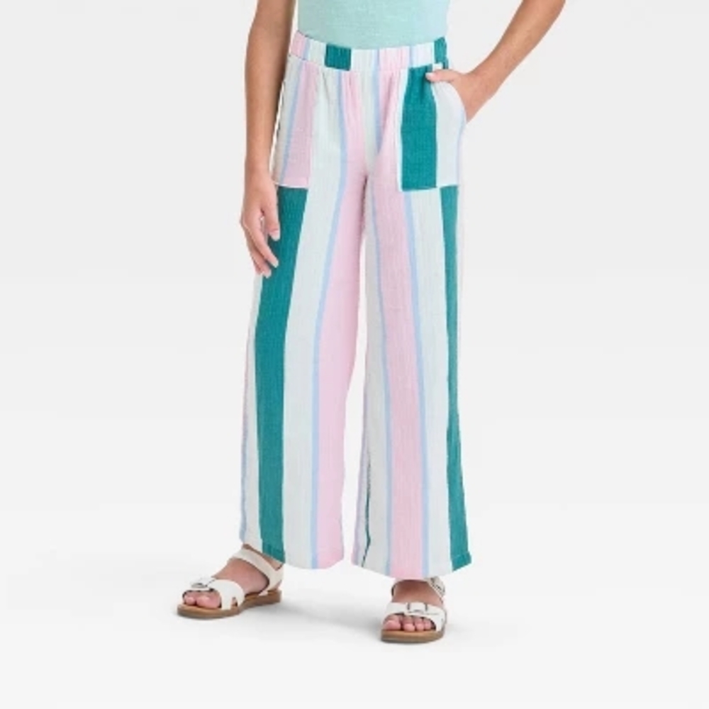 Grayson Threads Kids Big Girl Gauze Beach Pants Stripe L